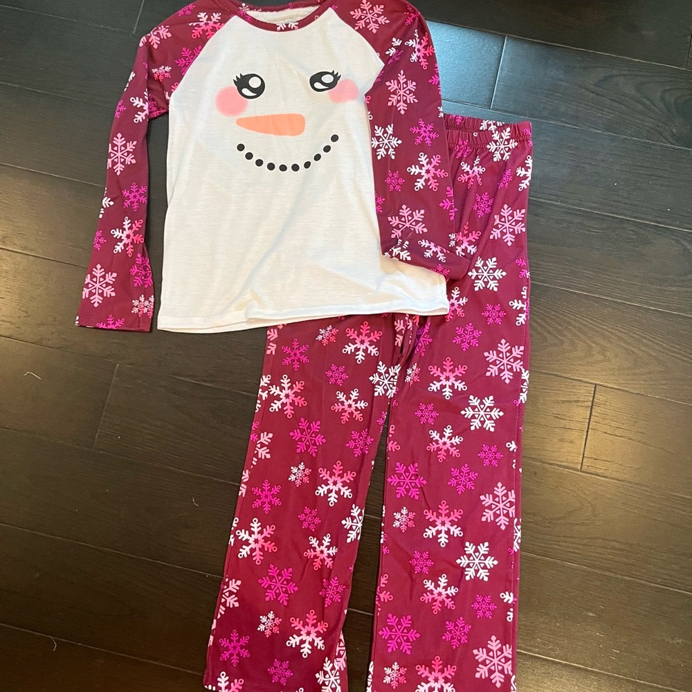 Like New Justice Girls Snowman Pajamas (Size 12)